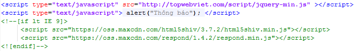 Thẻ script trong tài liệu HTML