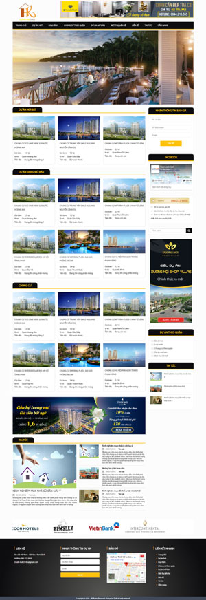 Mẫu giao diện website bất động sản Hoàng Kim Land